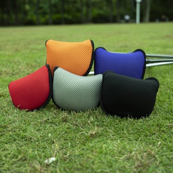 골프 퍼터 커버, 말렛 퍼터 헤드 커버 메쉬 골프 퍼터 헤드 커버 힐 샤프트 용 매직 테이프가있는 골프 헤드 커버 RH LH 적합 Odyssey Works Stroke Lab, Scotty Cameron