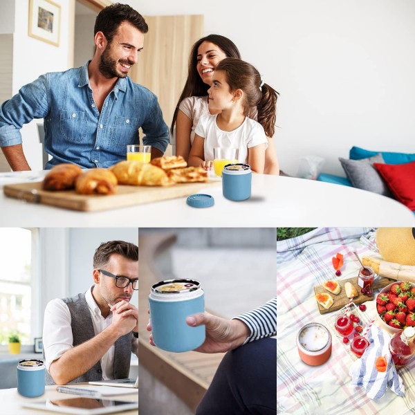 ADLOASHLOU muesli 컵 테이크 아웃 430ml + 요거트 컵 330ml 누수 방지 2 in 1 도시락 상자와 신선한 식사를 위한 숟가락 어린이 간식 냄비 (오렌지 레드-PP)