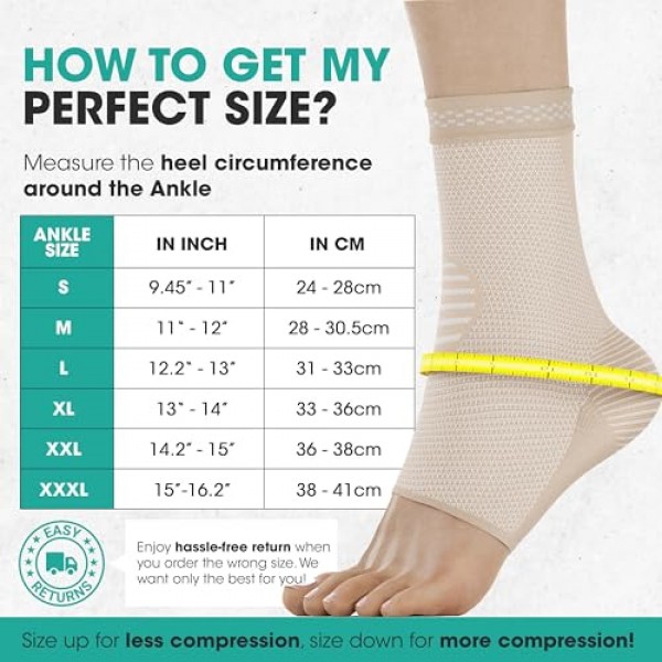 Modvel 2 팩 발목 버팀대 압축 슬리브 | 부상회복, 관절통 | FSA 또는 HSA 적격 | 아킬레스건 지지대, 아치 지지대가 있는 발바닥 근막염 발 양말