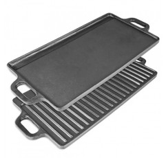 ProSource 2-in-1 양면 19.5인치 x 9인치 주철 철판 손잡이 포함, 가스 레인지, 오븐 및 화덕용 사전 양념 및 들러붙지 않음.