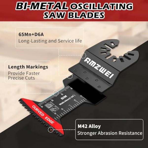 10 Pcs 이중 금속 진동 공구 블레이드 금속 절단, 부드러운 금속, 단단한 목재, 플라스틱, 진동 톱 블레이드 용 1-3/4 곡선 가장자리 멀티 도구 블레이드 Dewalt Milwaukee Bosch 
