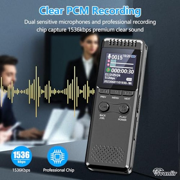 Vivaniir 64GB 음성 녹음기, 80시간 지속되는 배터리 1100mAh, 음성 활성화 및 금속 하우징을 갖춘 견고한 녹음 장치, 강의 회의 인터뷰용 USB-C 디지털 음성 녹음기