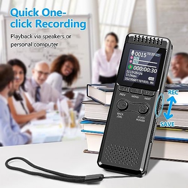Vivaniir 64GB 음성 녹음기, 80시간 지속되는 배터리 1100mAh, 음성 활성화 및 금속 하우징을 갖춘 견고한 녹음 장치, 강의 회의 인터뷰용 USB-C 디지털 음성 녹음기