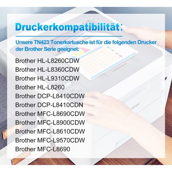 Clywenss TN-423 TN-421 토너 카트리지 Brother TN-423 TN-421 토너 용 Brother HL-L8260CDW HL-L8360CDW DCP-L8410CDN DCP-L8410CDW MFC-L8690CDW Press0 MFC-L4 패키지