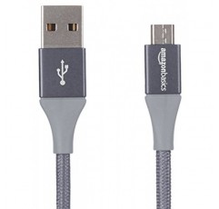 Amazon Basics 마이크로 USB - USB-A 2.0 케이블, 나일론 편조 코드, 480Mbps 전송 속도, 금도금, 10피트, 진한 회색
