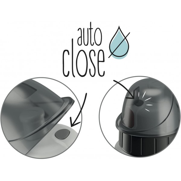 Emsa 518366 음료수 병 Drink2Go 라이트 스틸 | 0.6L | 스테인레스 스틸 | 자동 닫기 셔터 | 100% 누출 방지 및 식기세척기 사용 가능 | 깃털처럼 견고하고 가벼운 | 축구 축구 자