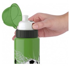 Emsa 518366 음료수 병 Drink2Go 라이트 스틸 | 0.6L | 스테인레스 스틸 | 자동 닫기 셔터 | 100% 누출 방지 및 식기세척기 사용 가능 | 깃털처럼 견고하고 가벼운 | 축구 축구 자