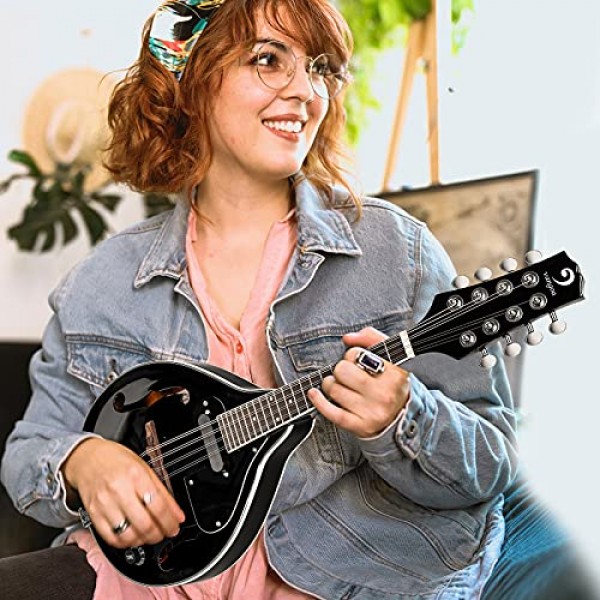 Vangoa 만돌린 악기 마호가니 어쿠스틱 일렉트릭 초보자 성인을위한 스타일 만돌린 악기 청소년 어린이, 블랙