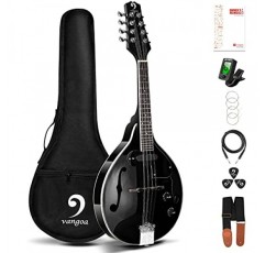 Vangoa 만돌린 악기 마호가니 어쿠스틱 일렉트릭 초보자 성인을위한 스타일 만돌린 악기 청소년 어린이, 블랙