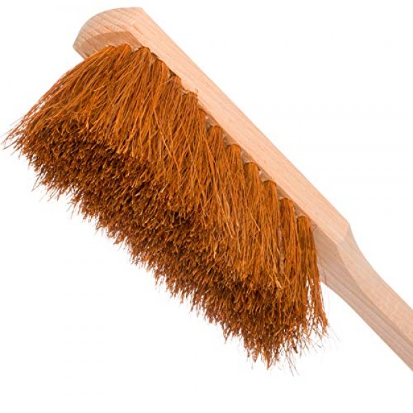 가스 그릴 청소용 Redecker BBQ 핸드 브러시, 내열성 코코넛 섬유 브러시 헤드가 있는 처리되지 않은 아주 긴 너도밤나무 손잡이, 걸이형 고리, 17인치, 독일산