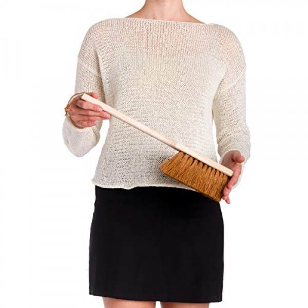 가스 그릴 청소용 Redecker BBQ 핸드 브러시, 내열성 코코넛 섬유 브러시 헤드가 있는 처리되지 않은 아주 긴 너도밤나무 손잡이, 걸이형 고리, 17인치, 독일산