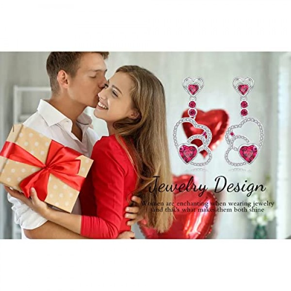JewelryPalace 나는 당신의 마음을 사랑합니다 1.1ct 제작 루비 귀걸이 실버 925 여성용 레드 스톤 주얼리 세트, 귀걸이 실버 보석 소녀 선물, 여성용 패션 주얼리 발렌타인 