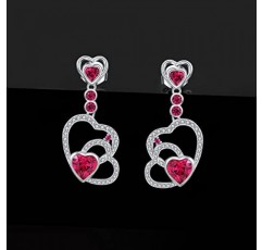 JewelryPalace 나는 당신의 마음을 사랑합니다 1.1ct 제작 루비 귀걸이 실버 925 여성용 레드 스톤 주얼리 세트, 귀걸이 실버 보석 소녀 선물, 여성용 패션 주얼리 발렌타인 