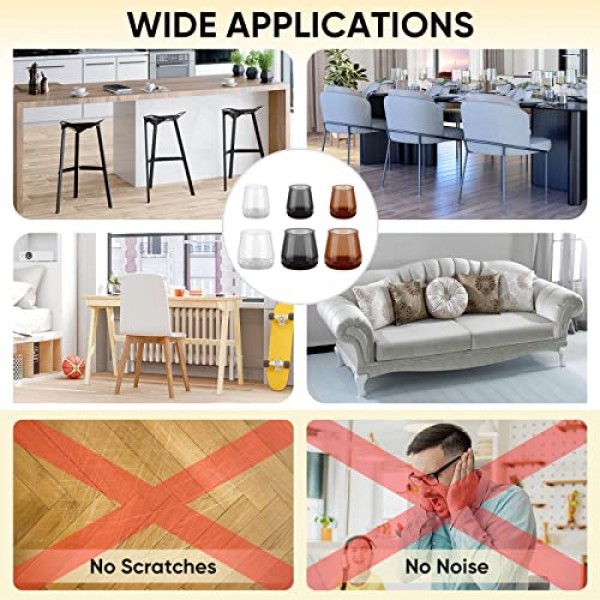 BALEINE 24팩 실리콘 의자 다리 바닥 보호대, 의자 다리 보호대 캡, 나무 바닥용 미끄럼 방지 의자 다리 캡(투명 및 소형, 24팩)