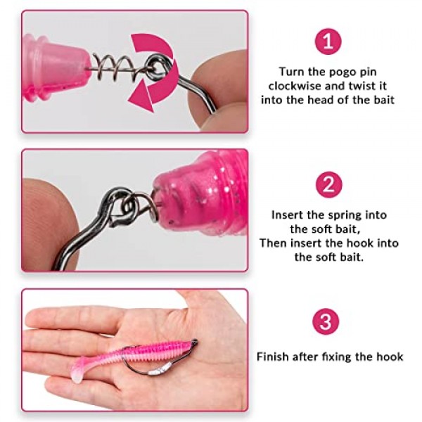 THKFISH 낚시 후크 가중 스윔베이트 후크 30/60/19/25팩 트위스트락 후크 연질 플라스틱용 베이스 후크 웜 후크 바닷물 담수