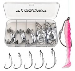 THKFISH 낚시 후크 가중 스윔베이트 후크 30/60/19/25팩 트위스트락 후크 연질 플라스틱용 베이스 후크 웜 후크 바닷물 담수