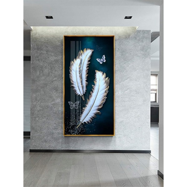 RAILONCH DIY 5D Diamant Painting Feder Bilder, 5D 다이아몬드 페인팅 Schmetterling 풀 드릴 세트, 5D Diamant Malerei Strass Stickerei 홈 월 장식(60x120cm)
