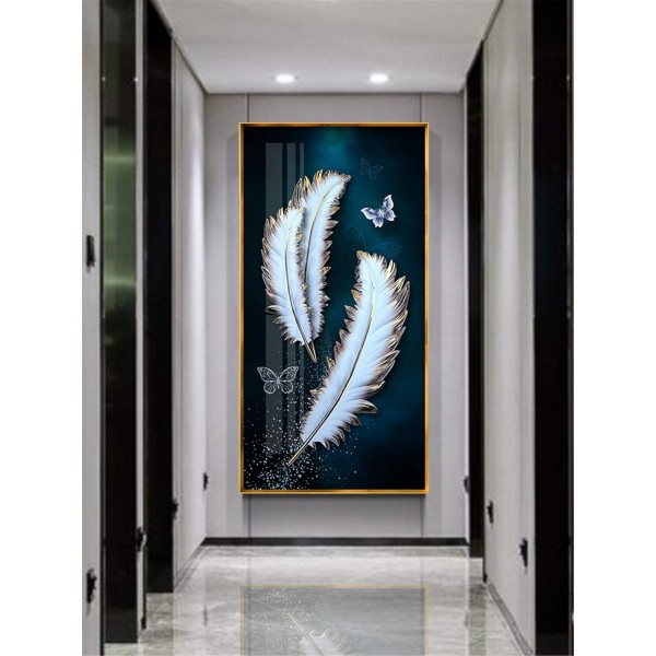 RAILONCH DIY 5D Diamant Painting Feder Bilder, 5D 다이아몬드 페인팅 Schmetterling 풀 드릴 세트, 5D Diamant Malerei Strass Stickerei 홈 월 장식(60x120cm)