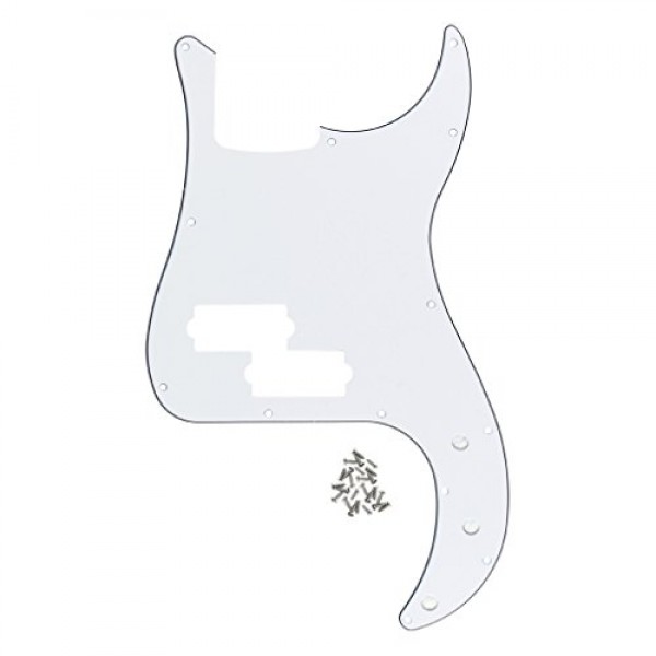 FLEOR 3Ply White P Bass Pickguard 기타 스크래치 플레이트 픽업 가드 4 현 미국/멕시코 표준 정밀베이스 스타일