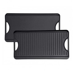 손잡이가 있는 GasSaf 주철 양면 철판, 20인치 x 10.5인치 쿡탑용 대형 그릴 팬