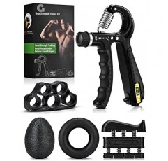 카운터가 포함된 Gonex 핸드 그립 강화 장치, 팔뚝 트레이너 운동 키트(5팩), 조절 가능한 저항 그립 강도 트레이너, 손가락 운동기/들것, 그립 링, 회복 및 운동선수용 