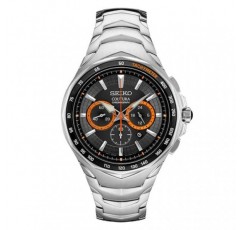 SEIKO 남성용 블랙 다이얼 실버 스테인레스 스틸 밴드 크로노그래프 쿼츠 시계