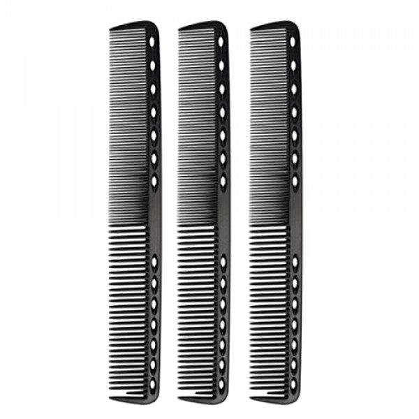 Medsuo 3pcs 전문 내열성 이발사 미세 절단 미용 섬유 탄소 이발사 빗 살롱 및 홈-중간 및 미세 치아