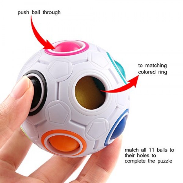 D-FantiX 2Pcs 무지개 퍼즐 공, 두뇌 티저 3세 이상 어린이를 위한 안절부절 장난감, 소년과 소녀를 위한 스트레스 해소 마법 여행 장난감 - 소녀 소년 청소년 및 성인을 위
