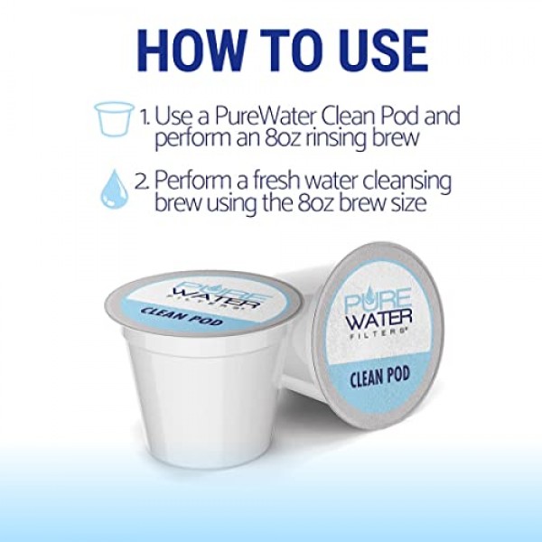 Keurig Classic/1.0 및 2.0 K-Cup을 포함한 모든 1인용 커피 브루어에 사용할 수 있는 석회질 제거제 및 클린 포드 - 상업용 강력 석회질 제거 솔루션(병당 3회 사용) 및 클린 포