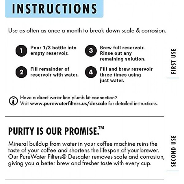 Keurig Classic/1.0 및 2.0 K-Cup을 포함한 모든 1인용 커피 브루어에 사용할 수 있는 석회질 제거제 및 클린 포드 - 상업용 강력 석회질 제거 솔루션(병당 3회 사용) 및 클린 포