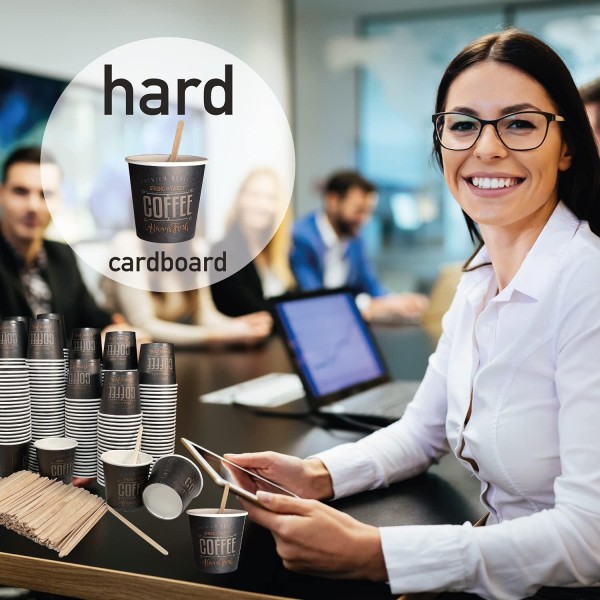 커피 테이크 아웃 컵 300 Vasos 용 나무 교반기가있는 300 x 120ml 골판지 일회용 커피 컵