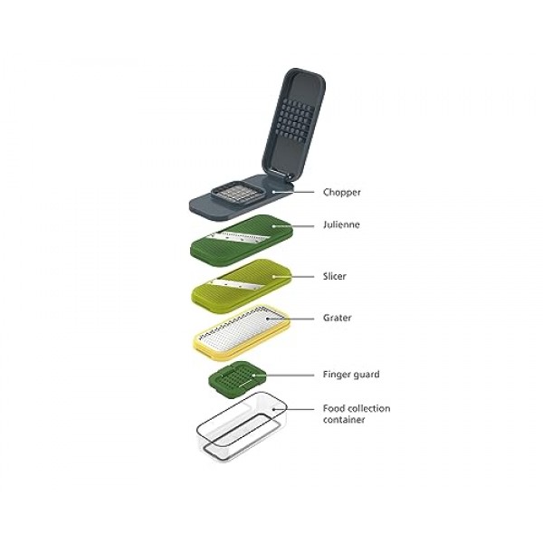 Joseph Joseph Multi-Prep 컴팩트 4-in-1 다지기, 갈기, 슬라이스 세트