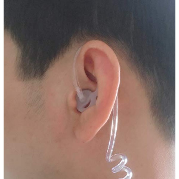 2 팩 이어폰 튜브 Motorola Kenwood 용 투명 음향 코일 튜브 교체 핀 Earmold R + L이있는 양방향 라디오 경찰 이어폰