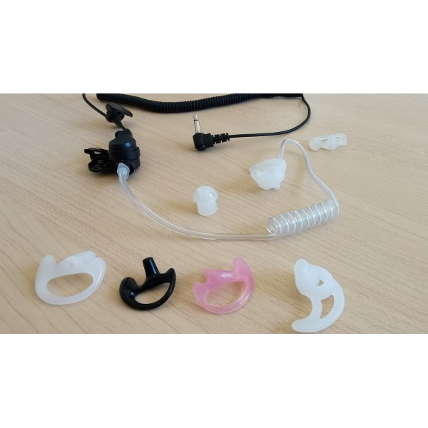 2 팩 이어폰 튜브 Motorola Kenwood 용 투명 음향 코일 튜브 교체 핀 Earmold R + L이있는 양방향 라디오 경찰 이어폰