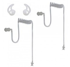 2 팩 이어폰 튜브 Motorola Kenwood 용 투명 음향 코일 튜브 교체 핀 Earmold R + L이있는 양방향 라디오 경찰 이어폰