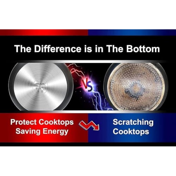 MsMk 3쿼트 깊은 프라이팬, 뚜껑이 있는 오래된 프라이팬을 상쾌하게 하기 위한 내구성이 뛰어난 팬, 깊고 직선적인 모서리, 손쉬운 청소, 균일한 가열, 편안한 취급, 인