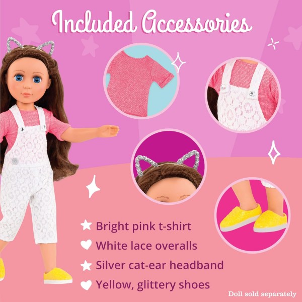 Glitter Girls GG50118Z Glisten & Glam - Lace Overalls & Cat Glisten and Glam Overalls and Cat Ear Deluxe Outfit-36cm 인형 의류 및 액세서리, 3세 이상, 다양한 Glisten & Glam Overall