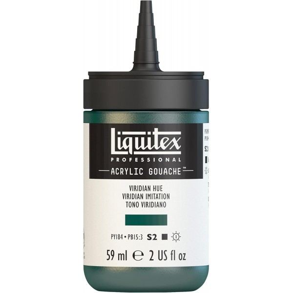 Liquitex 2059398 'Liquitex 프로페셔널 아크릴 구아슈, 구아슈 특성을 지닌 아크릴 페인트, 내광성, 방수, 59ml 도징 병 - Viridian Perm. Imit.59ml(1팩) Viridian Perm. 모방하다