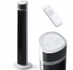 Pro Breeze™ 진동 타워 팬, 높이 100cm, 80도 진동, 3단계 속도 조절이 가능한 기둥 팬, 리모컨 및 타이머가 포함된 45W 팬