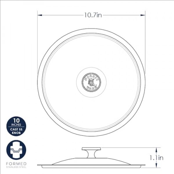 Nordic Ware Restaurant 10인치 브러시드 스테인리스 스틸 뚜껑