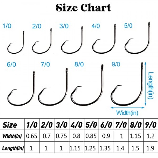 낚시 후크 원형 후크 바닷물, 50/150개 인라인 원형 후크 고탄소강 피쉬 후크 직선 눈 가시 포인트 메기 후크 민물 바닷물 낚시용 문어 후크