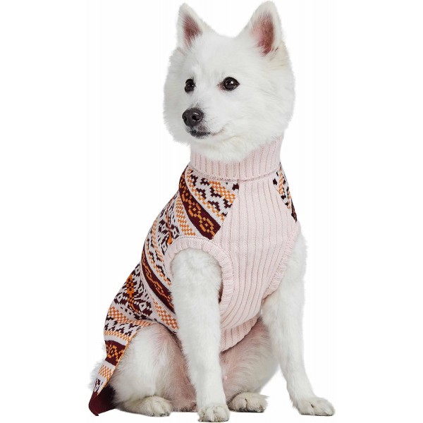 Blueberry Pet 2021 New Artisan Everyday Turtleneck Fair Isle 가을 겨울 풀오버 강아지 스웨터 베이지 등 길이 12 