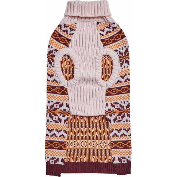 Blueberry Pet 2021 New Artisan Everyday Turtleneck Fair Isle 가을 겨울 풀오버 강아지 스웨터 베이지 등 길이 12 