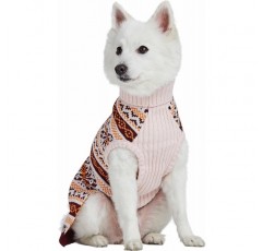 Blueberry Pet 2021 New Artisan Everyday Turtleneck Fair Isle 가을 겨울 풀오버 강아지 스웨터 베이지 등 길이 12 