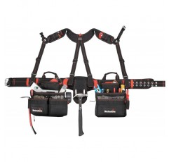 Hultafors Work Gear HT5617 Pro Framer's Combo Apron with yoke style 멜빵, 헤비 듀티 발리스틱 폴리에스터 공구 벨트, 전면 포켓, 2개의 스틸 해머 루프, 스틸 스트랩 클립, 27