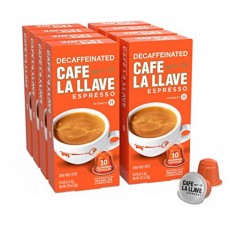 Cafe La Llave 디카페인 에스프레소 캡슐, 80개 알루미늄 재활용 포드, 강도 11, 정품 네스프레소 머신과 호환 가능