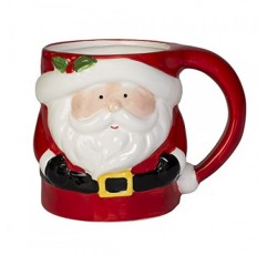 Transpac Imports, Inc. 산타 홀리데이 12온스 세라믹 백운석 크리스마스 커피 머그, 레드