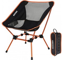 MARCHWAY 초경량 접이식 캠핑 의자, 야외 캠프, 여행, 해변, 피크닉, 축제, 하이킹, 경량 배낭 여행을 위한 견고한 휴대용 컴팩트(오렌지)