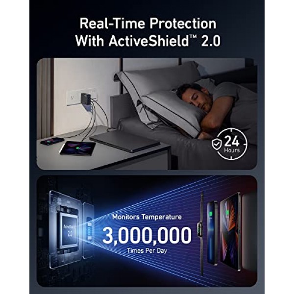 150W USB C 충전기, Anker 747 충전기(GaNPrime), MacBook Pro/Air, iPhone 14/Pro, iPad Pro, Dell XPS 13, Galaxy S22/S21, Note 20/10+, Pixel용 4포트 고속 컴팩트 접이식 Gan 충전기 그리고 더