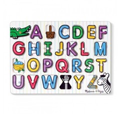 Melissa & Doug See-Inside 알파벳 나무 말뚝 퍼즐(26개) - FSC 인증 재료, 11.9 x 8.6 x 0.8